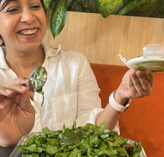 girl eating salad